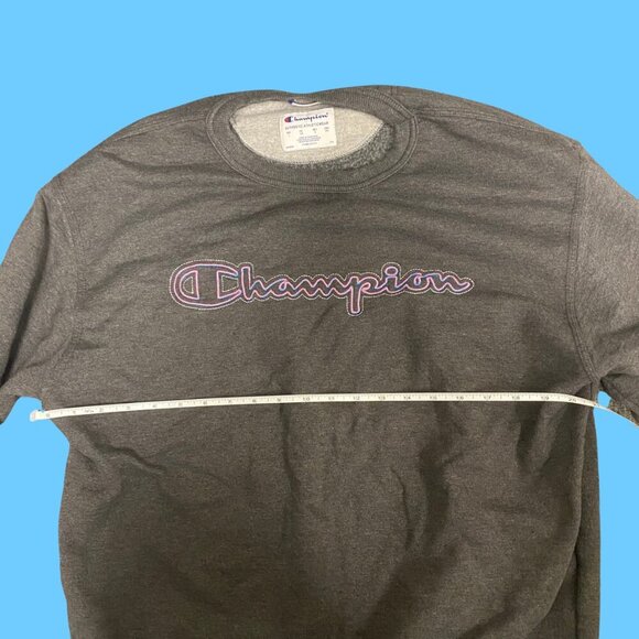 🔥 Champion Gray Logo Embroidered Crewneck Sweatshirt – Size L 🔥 - Picture 4 of 8